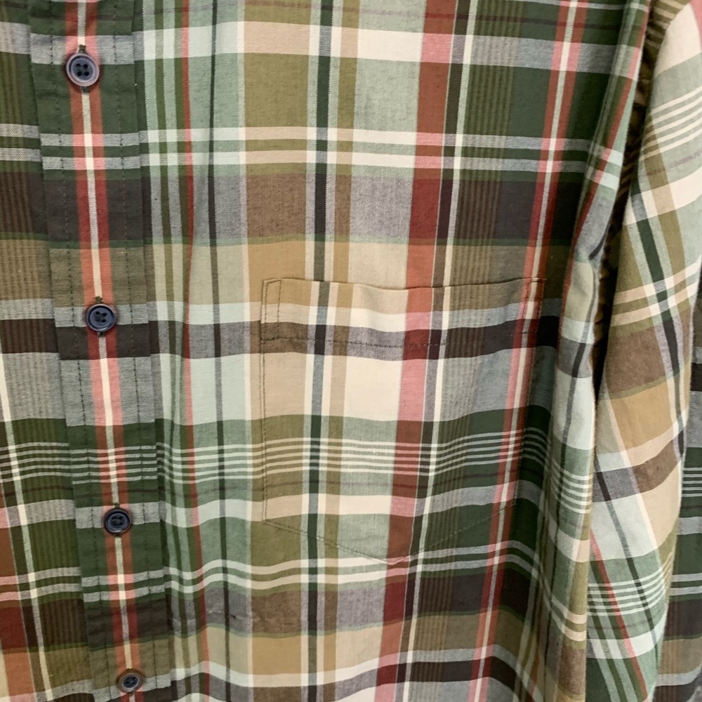 ARROW Preppy Plaid Tan, Brown, and Cream Button Down Oxford, XL/TG - Picture 4 of 7